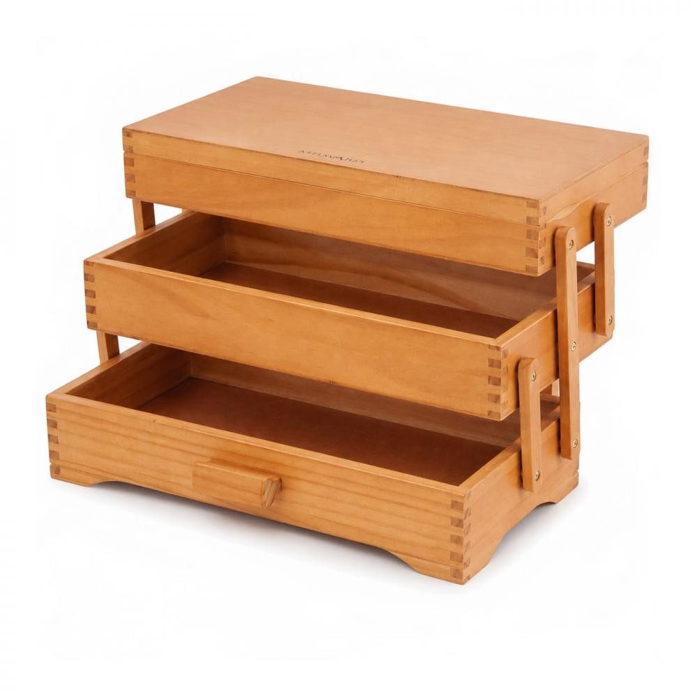 MILWARD Nähkorb - Näh/Bastelkasten Holz aufklappbar