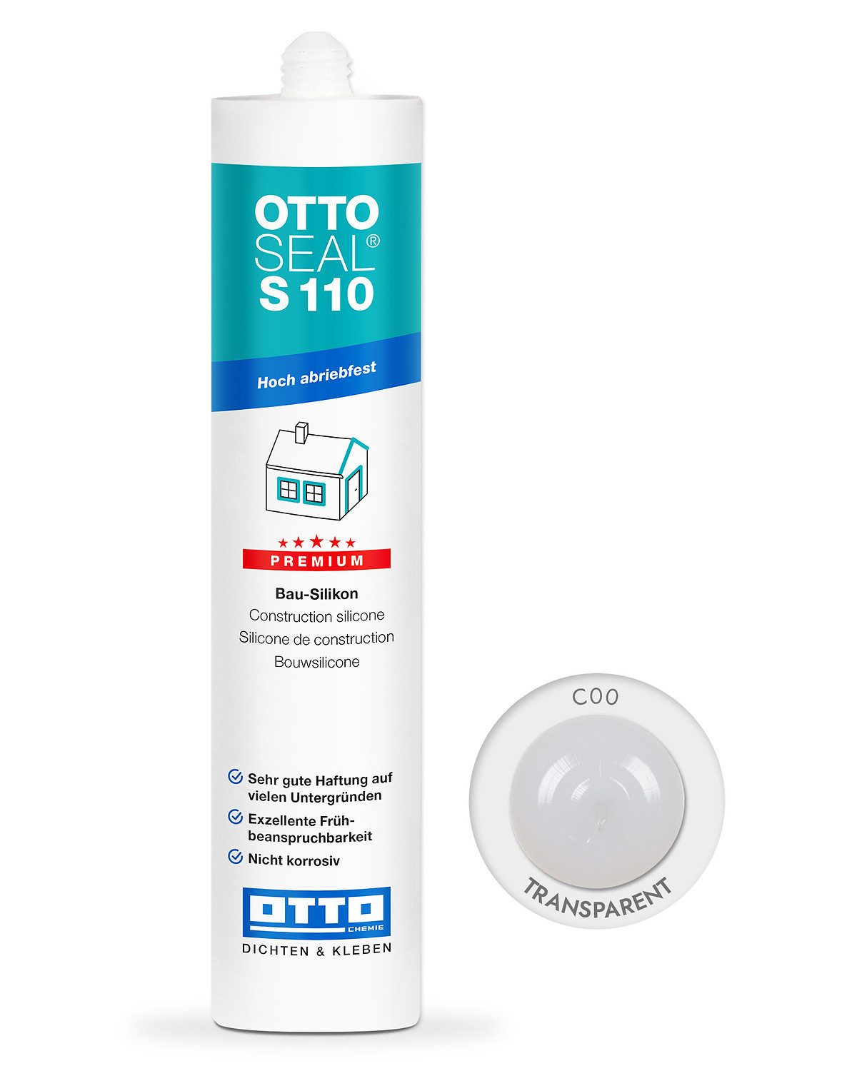 OTTO-Chemie Silikon Ottoseal S110 Premium-Bau-Silikon 310ml, Exzellente Verarbeitbarkeit, für innen und außen, ideal zum Abdichten