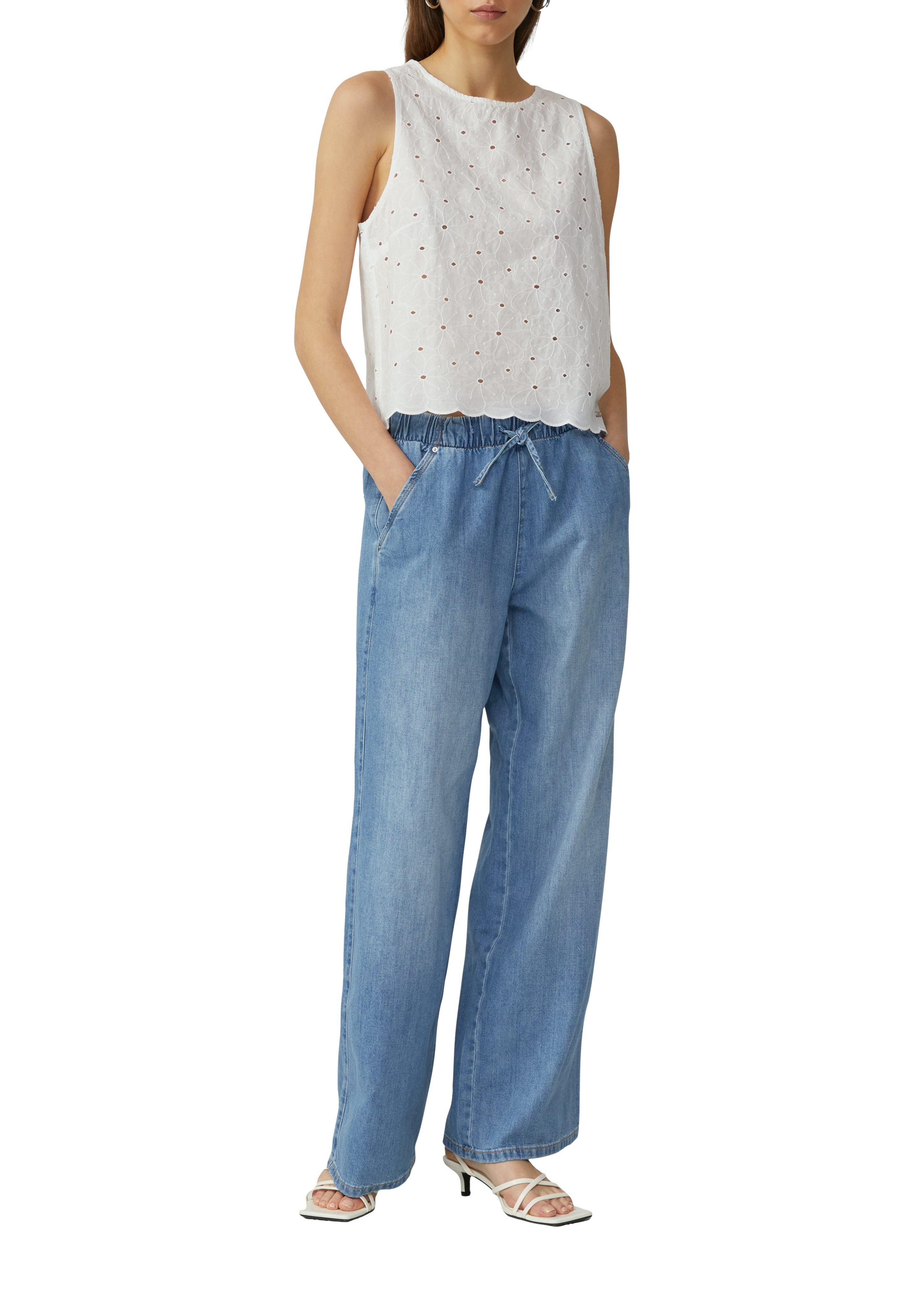 QS Weite Jeans mit elastischem Bund günstig online kaufen
