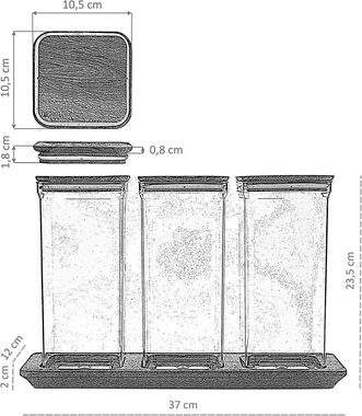 Lashuma Aufbewahrungsdose (3er Set), Eckige Vorratsdosen bernstein transparent 1,5 Liter