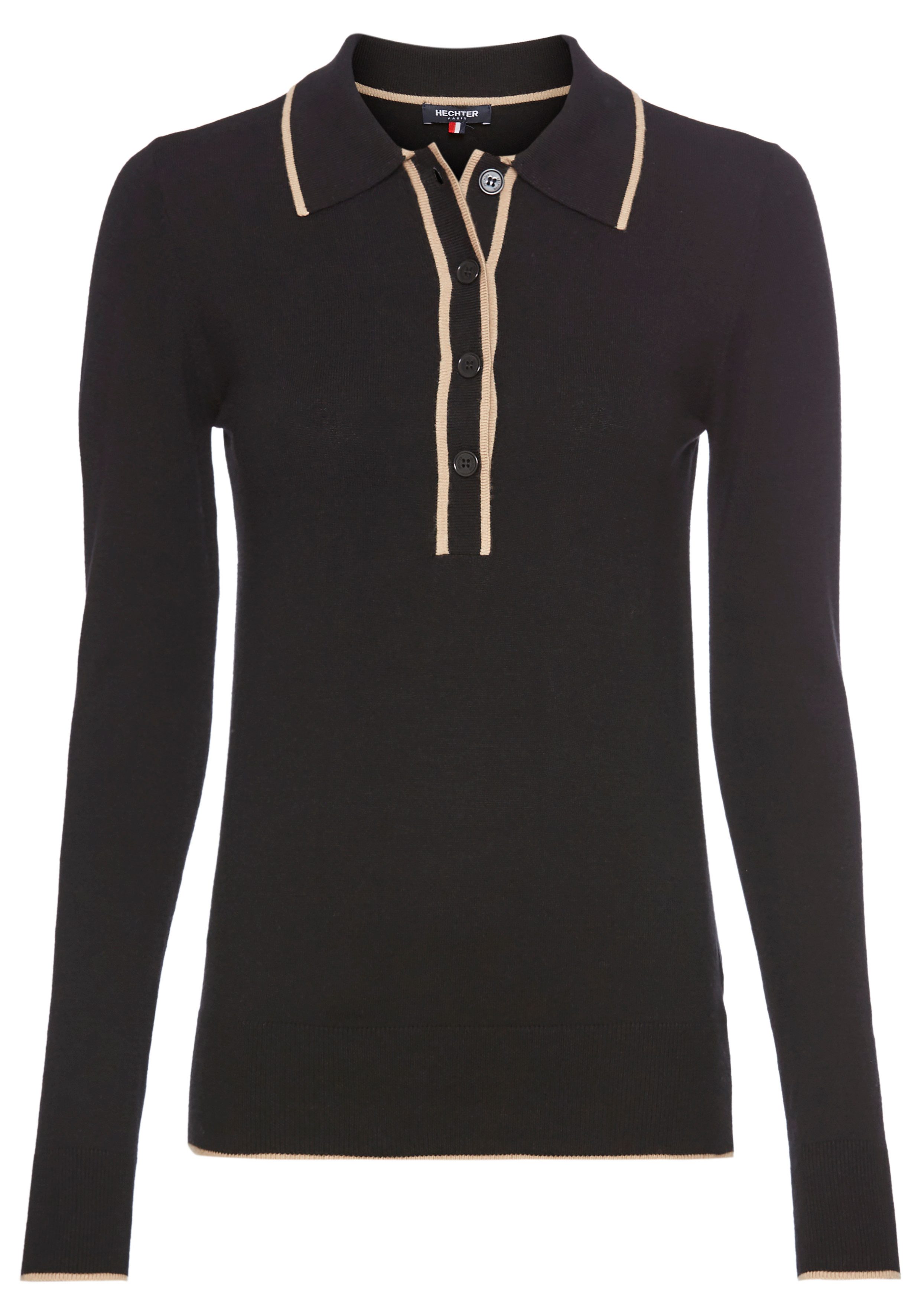HECHTER PARIS Polokragenpullover mit dezenter Knopfleiste