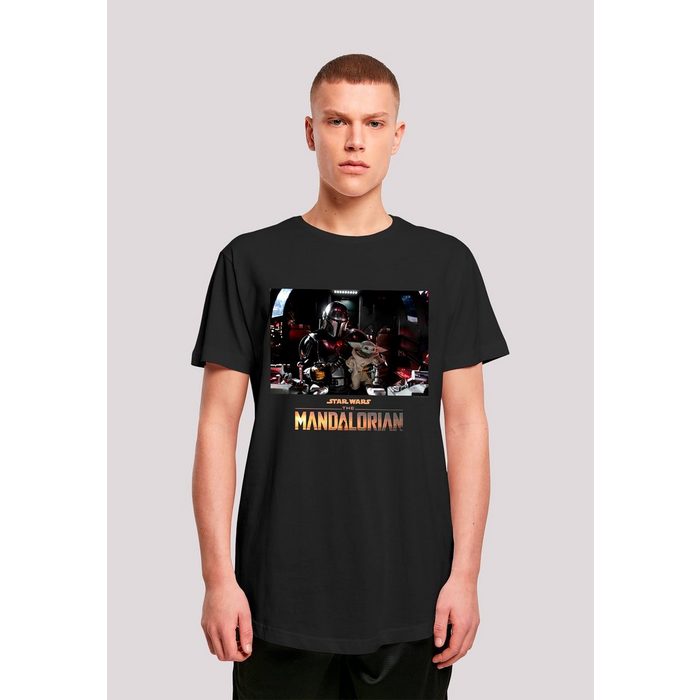 F4NT4STIC T-Shirt Star Wars The Mandalorian Child On Board - Premium Krieg der Sterne Fan Merch - Darth Vader Yoda Han Solo Boba Fett Mandalorian R2D2 Herren Premium Merch Lang Longshirt Bedruckt
