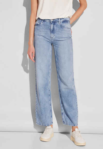 STREET ONE High-waist-Jeans in hellblauer Waschung