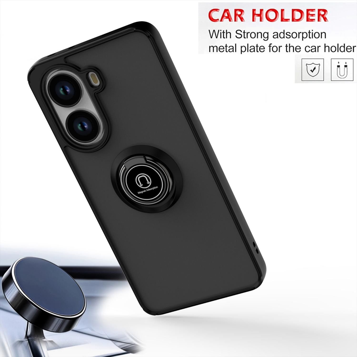 Wigento Handyhülle Für Xiaomi Poco X7 Pro 5G / Redmi Turbo 4 Design Schutz Hülle Schwarz, Magnetringhalter stoßfestes Hybrid Material
