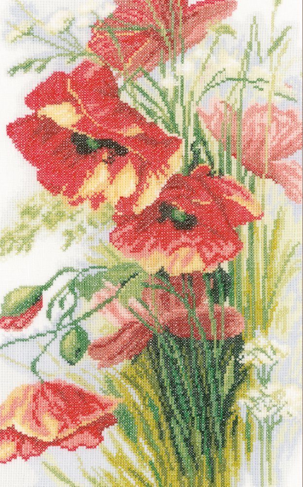 Lanarte Kreativset Lanarte PN-0156301 Mohnblumen Kreuzstichpackung, (Set, embroidery Kit), Made in Europe