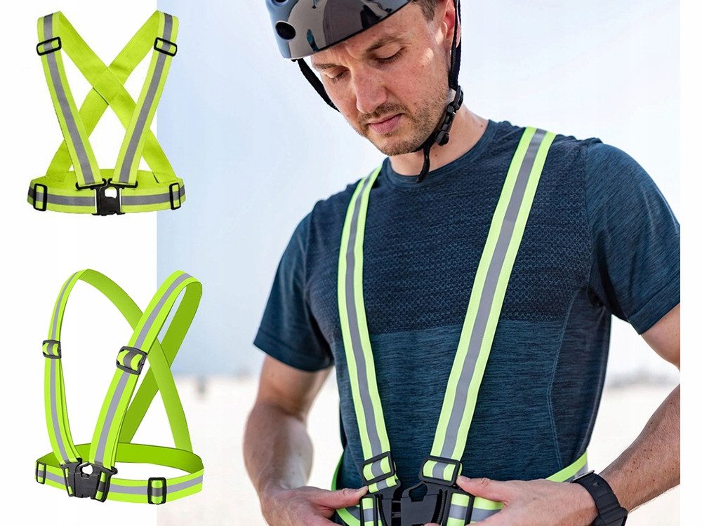 VERK GROUP Warnweste Warnweste Reflektorweste Fahrrad Motorrad Leuchtweste Dehnbar Elastisch, verstellbar – Bild 4 von 5
