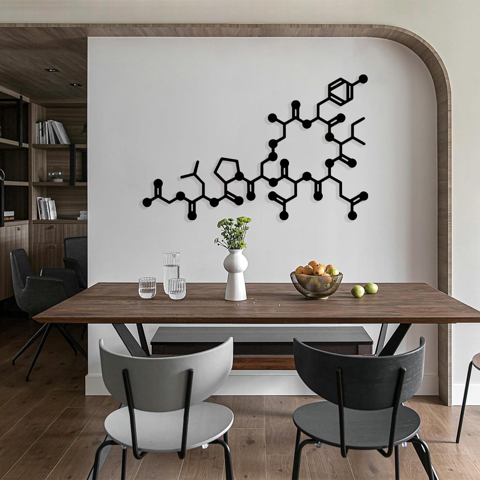 Jumpeak Wanddekoobjekt Wanddeko Metall mit chemischen Elementen,Geometrische Linien,Geschenk (Schwarz, Weiß, Gold, Silber,Linien,Wissenschaftsstil, zimmer deko,wand deko), Labordekoration,Wanddekoration Wohnzimmer modern,Dekoration aesthetic