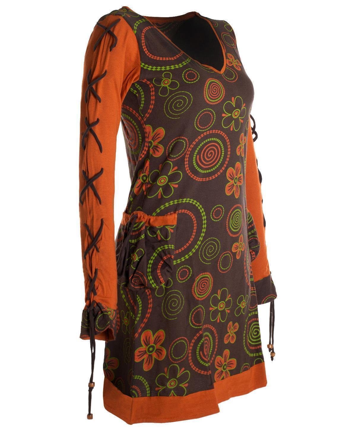 Vishes Jerseykleid Langarm Shirt Blümchenkleid Bedruckt 70er 80er Hippie Style – Bild 4 von 5