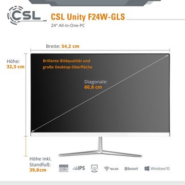 CSL Unity F24W-GLS Win 11 All-in-One PC (23,8 Zoll, Intel® Celeron N4120, 8 GB RAM, 128 GB SSD, passiver CPU-Kühler)