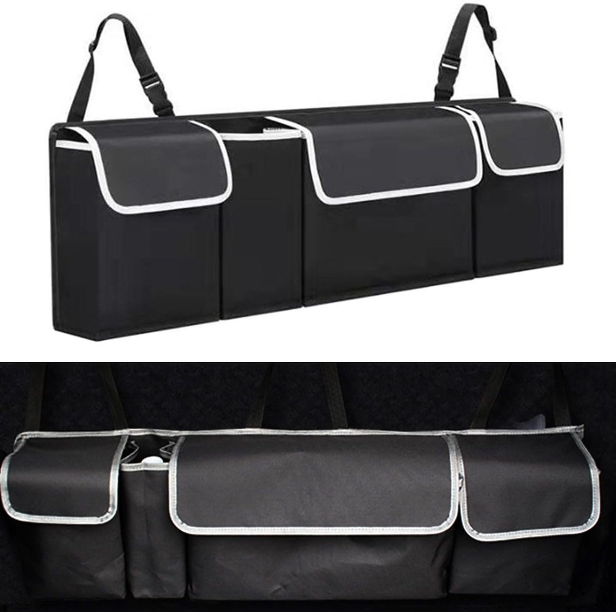 König Design Rücksitzorganizer Kofferraum Organizer Auto Kofferraumtasche Aufbewahrungsbox, KFZ Rücksitz Zubehör Tasche Organizer