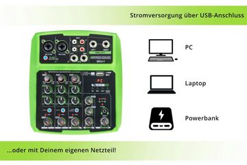 Pronomic Mischpult Mini4 USB-betriebener 4-Kanal Mixer, (2-tlg), mit Medienplayer/-recorder mit Bluetooth und USB - Audio-Interface