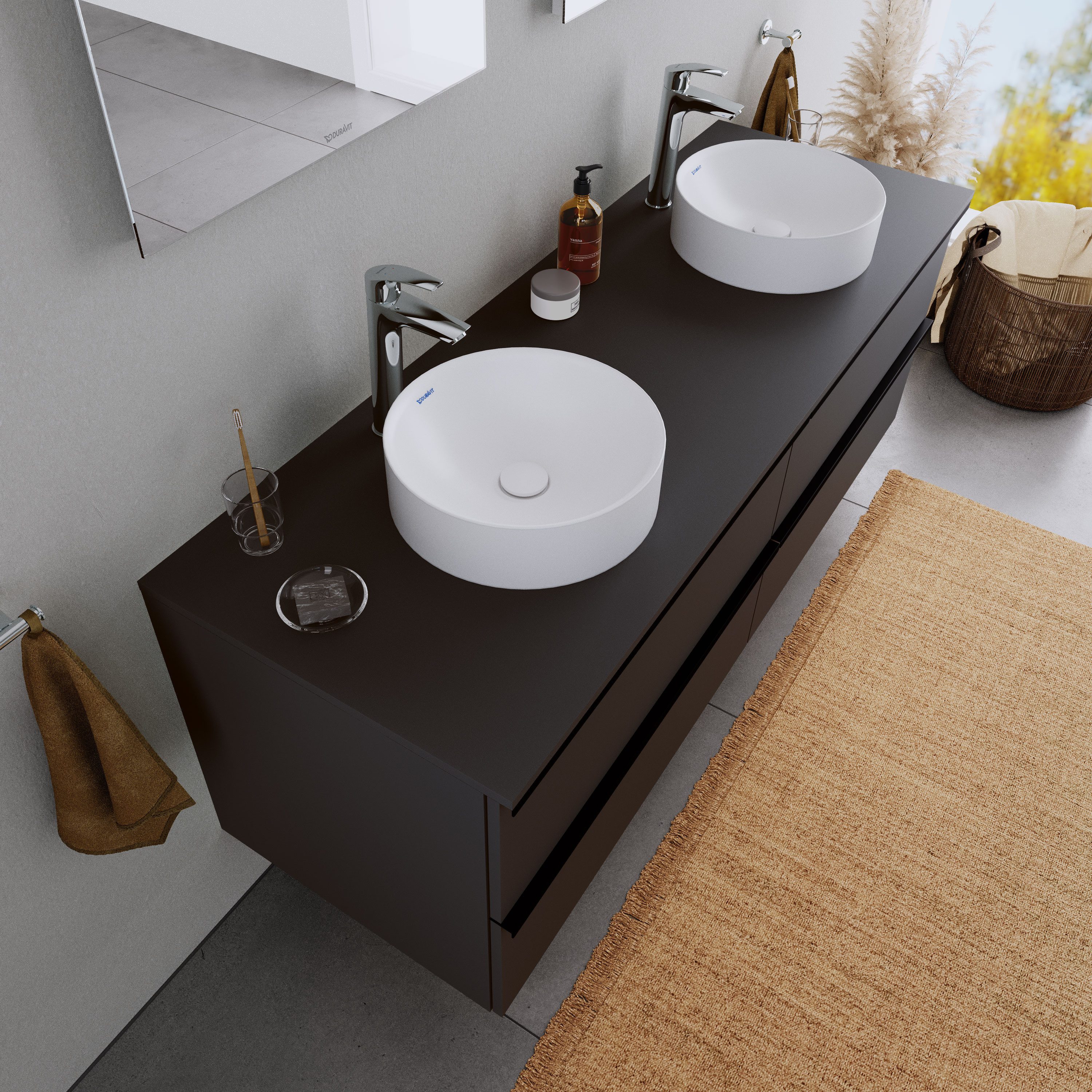 Duravit Aufsatzwaschbecken DuraCielo 36cm Weiß matt, Duravit DuraCielo Aufsatzwaschbecken rund 36cm Mineralguss