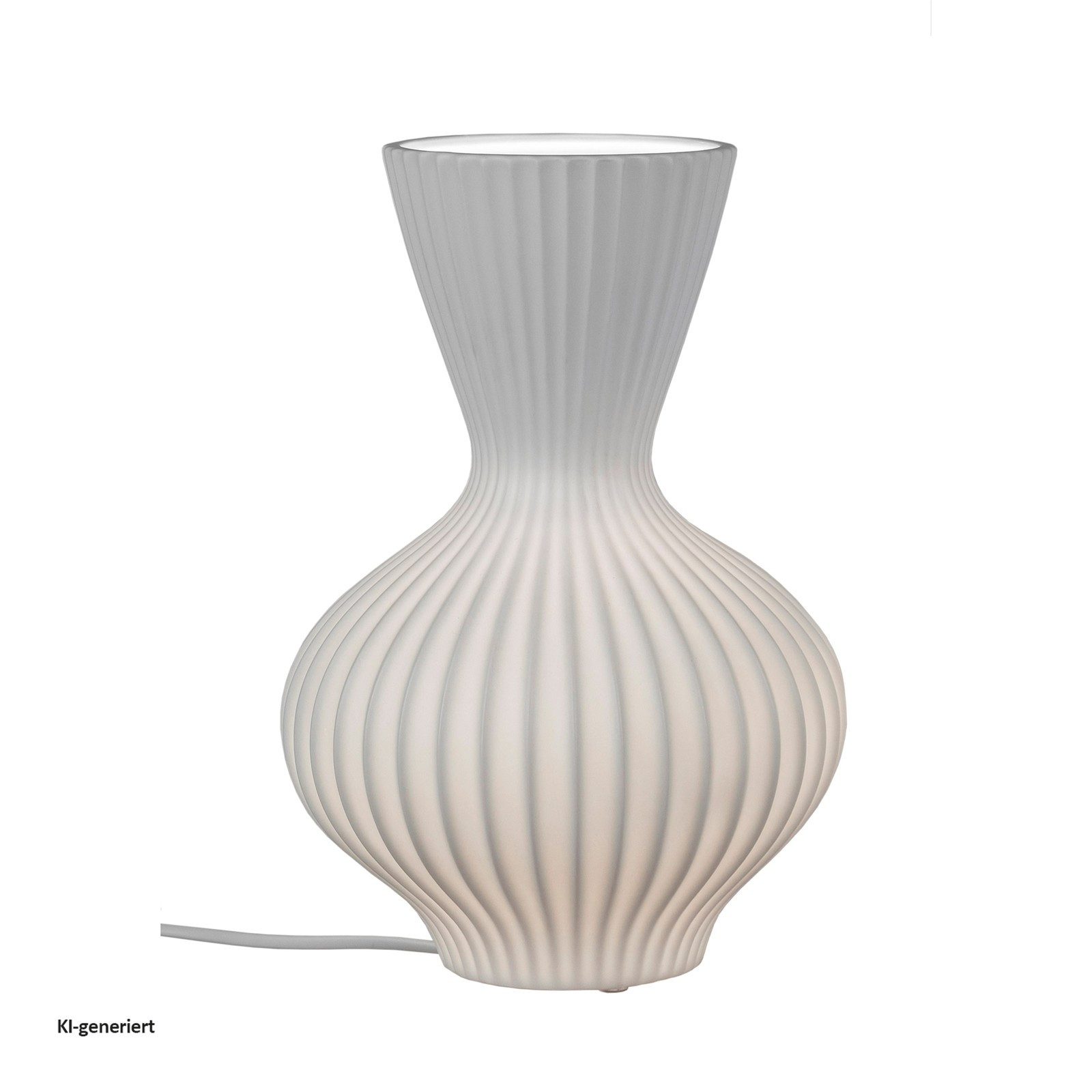 formano Tischleuchte Tischlampe Keramik weiß mit Rillen 20 x 30 cm, ohne Leuchtmittel, Dekoleuchte bauchig