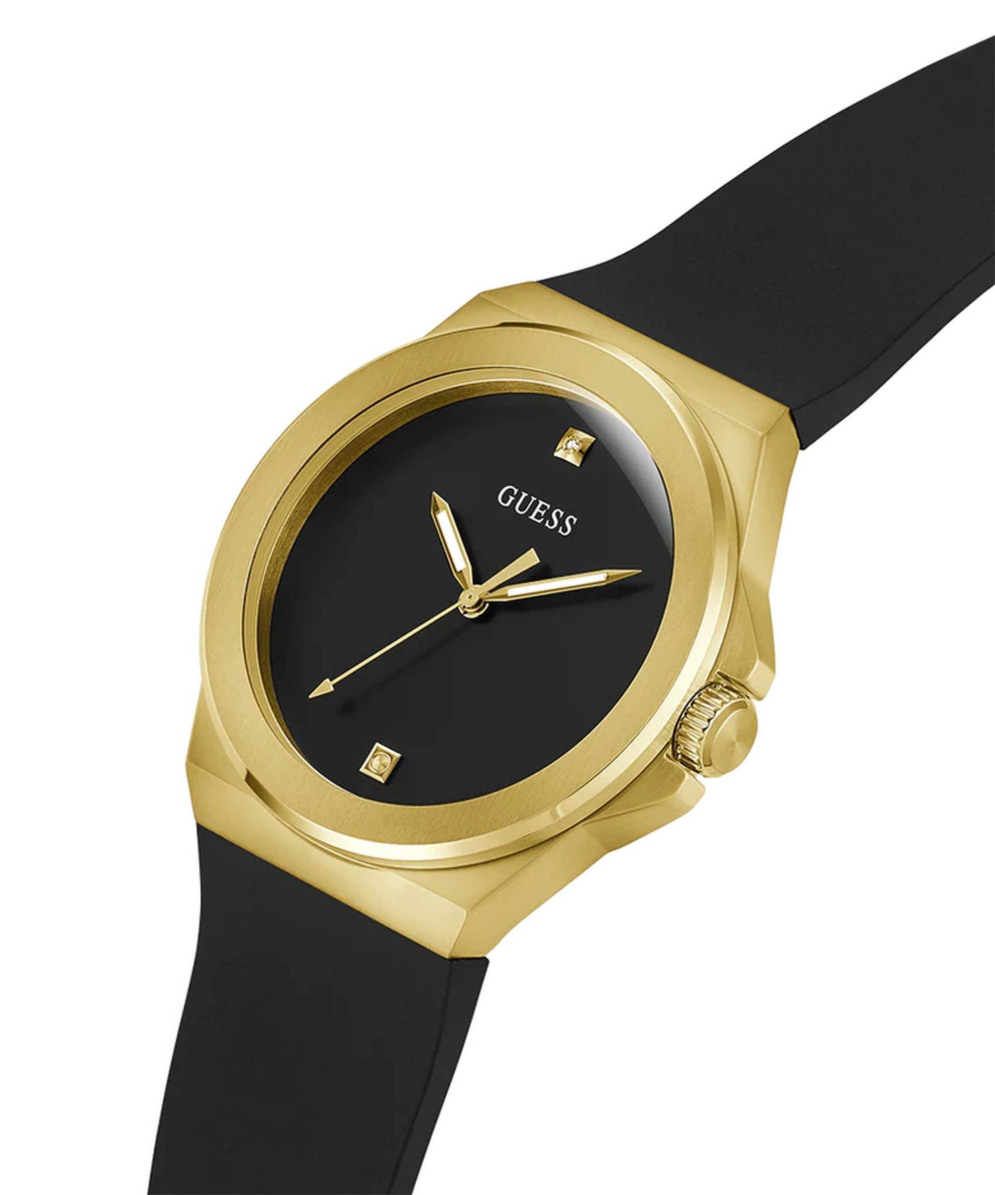 Guess Quarzuhr Mens Black Gold Tone Analog Watch