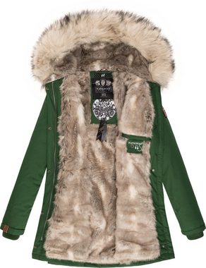 Navahoo Wintermantel Cristal stylischer Damen Winterparka mit Kunstfell-Kapuze