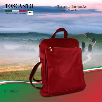 Toscanto Cityrucksack Toscanto Damen Cityrucksack Leder Tasche (Cityrucksack), Damen Cityrucksack Leder, dunkelrot, Größe ca. 30cm
