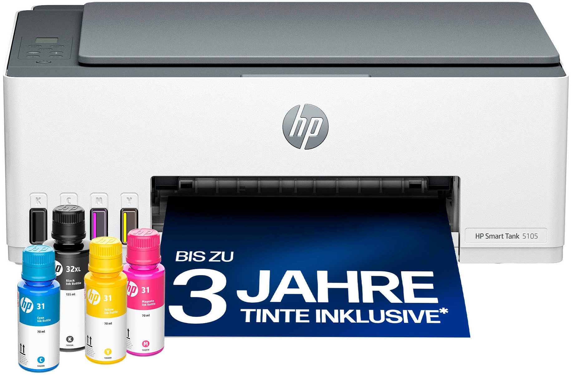HP Smart Tank 5105 All-in-One-Drucker Multifunktionsdrucker, (WLAN (Wi-Fi), Bluetooth, Bis zu 20€ Cashback sichern! Nur bis zum 31.10.2026)