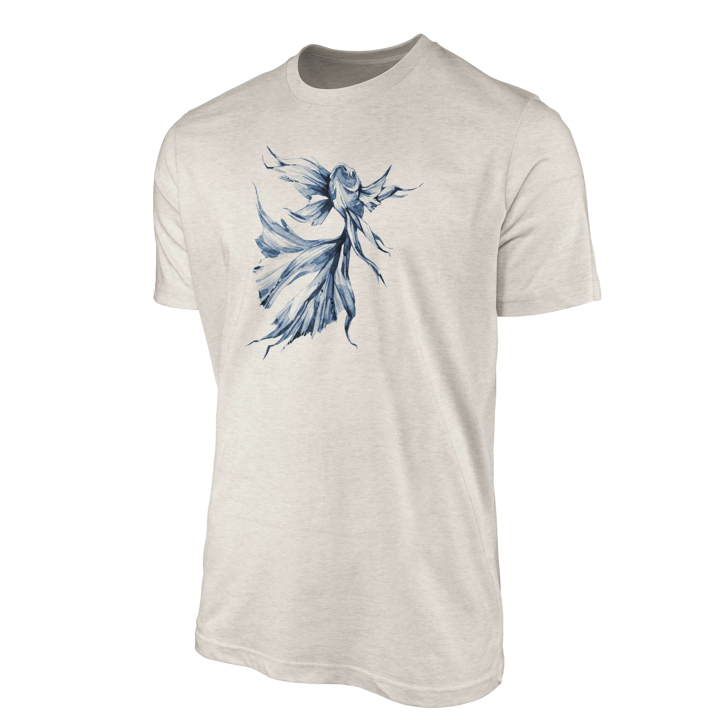 Wasserfarben Shirt Herren Motiv T-Shirt Nachhaltig Ökomode 100% a (1-tlg) gekämmte Kampffisch Art Bio-Baumwolle Sinus T-Shirt