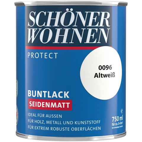 SCHÖNER WOHNEN FARBE Lack Protect Buntlack, 750 ml, altweiß, seidenmatt, ideal für außen