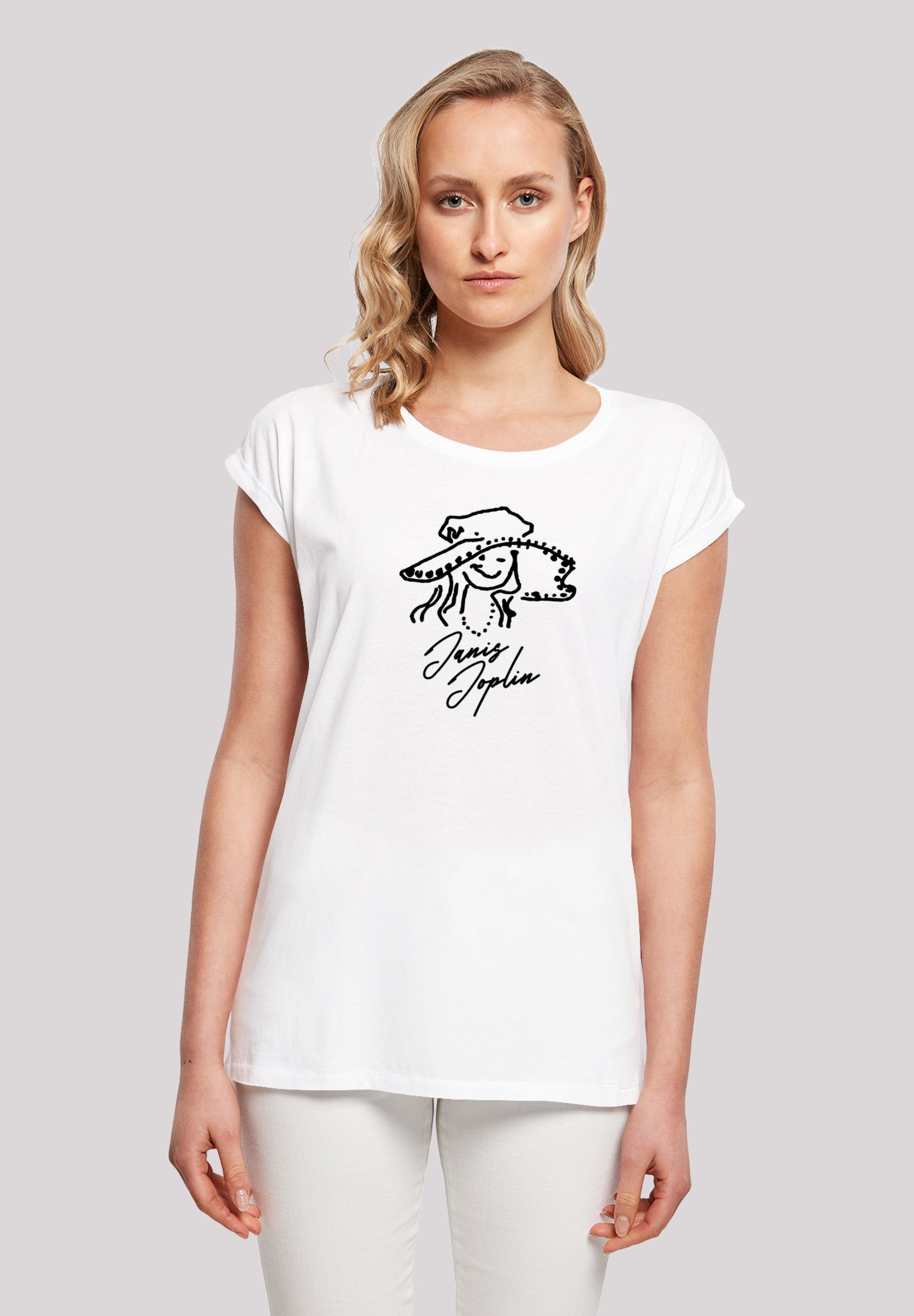 Ärmel,Bandshirt, Joplin T-Shirt Janis F4NT4STIC Damen,Premium Joplin Merch,Regular-Fit,Kurze Sketch Offiziell Janis lizenziertes T-Shirt