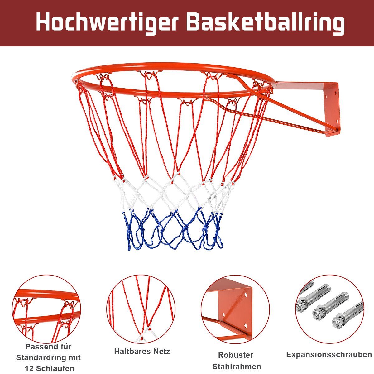 Hangring Basketballring Basketballkorb mit Ring Korb mit Netz Kinder 45 cm 