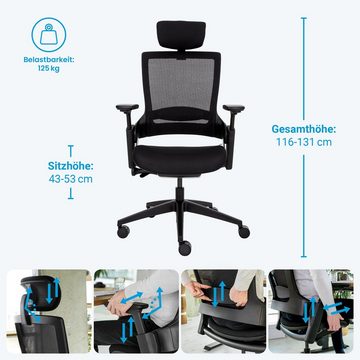 Ergotopia Bürostuhl »ergonomischer Schreibtischstuhl NextBack«, Drehstuhl mit 3D Armlehnen & verstellbarer Kopfstütze