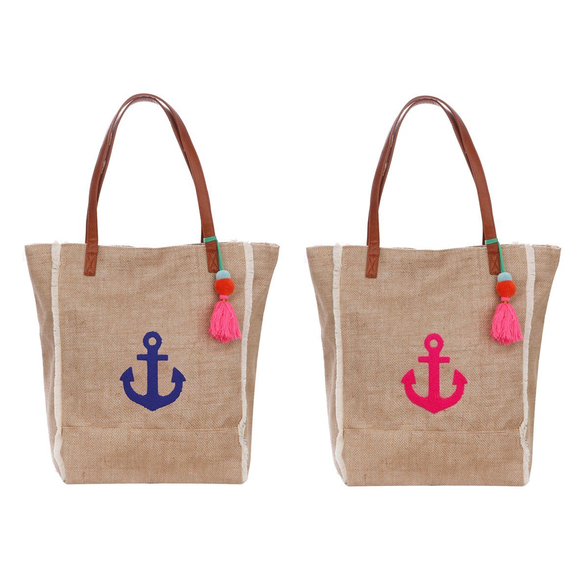 Bommel "Anker" Shopper Canvas Sonia Strandtasche Umhängetasche Quasten Originelli marine