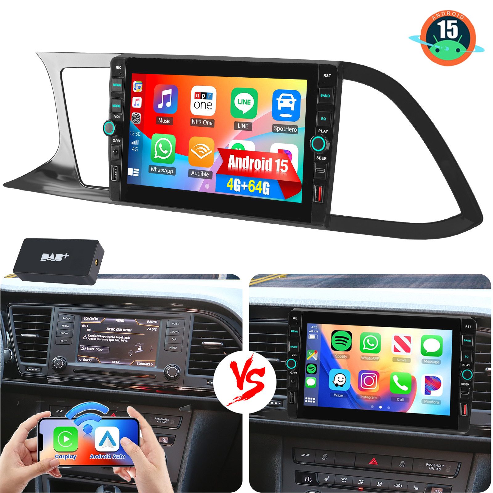 Für Seat LEON 5F1 2012-2019 Android 15 Autoradio GPS Navi WIFI Carplay Autoradio
