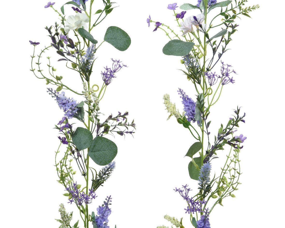 Kunstblume, Decoris season decorations, Kunstblumen Girlande Wildblumen 180cm lila / flieder 1 Stück sortiert | Kunstblumen