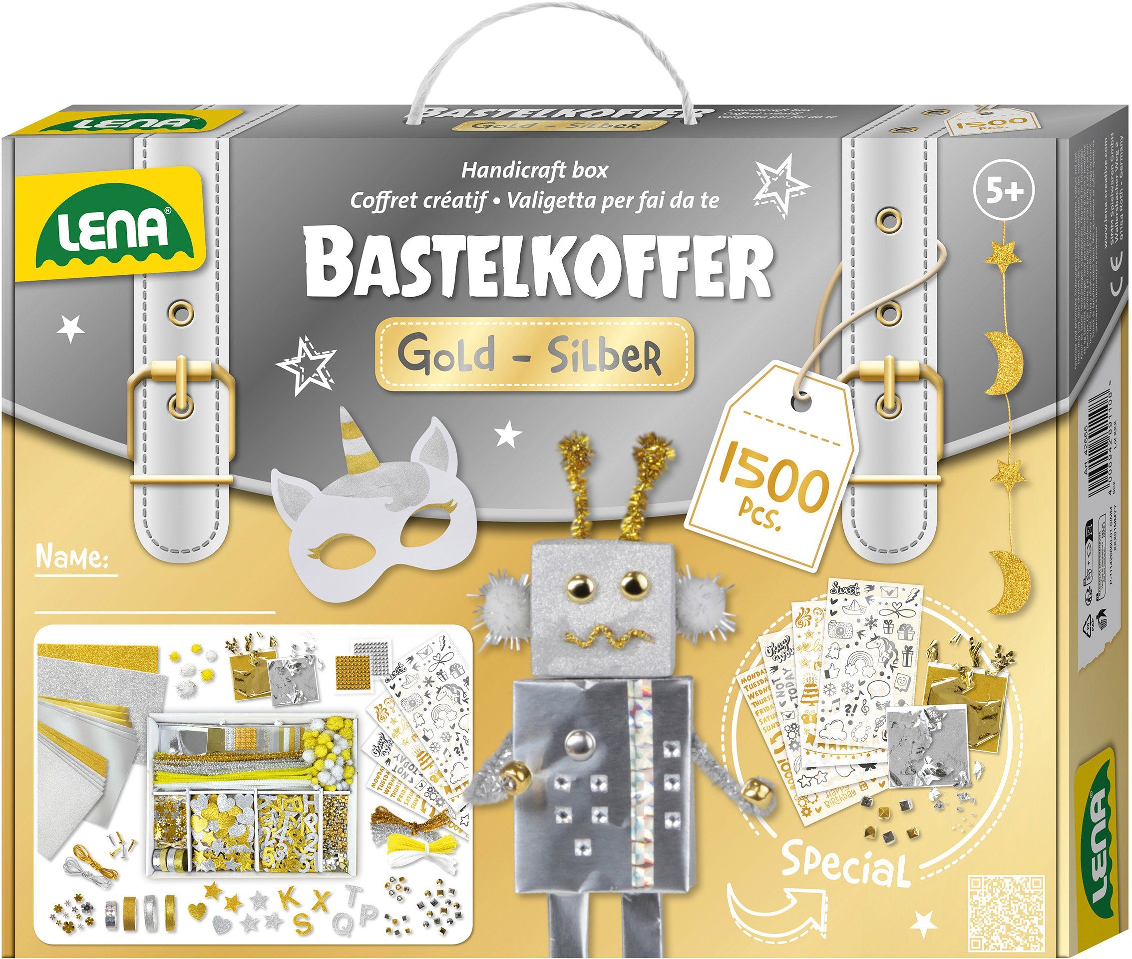 Lena® Kreativset Bastelkoffer Gold & Silber