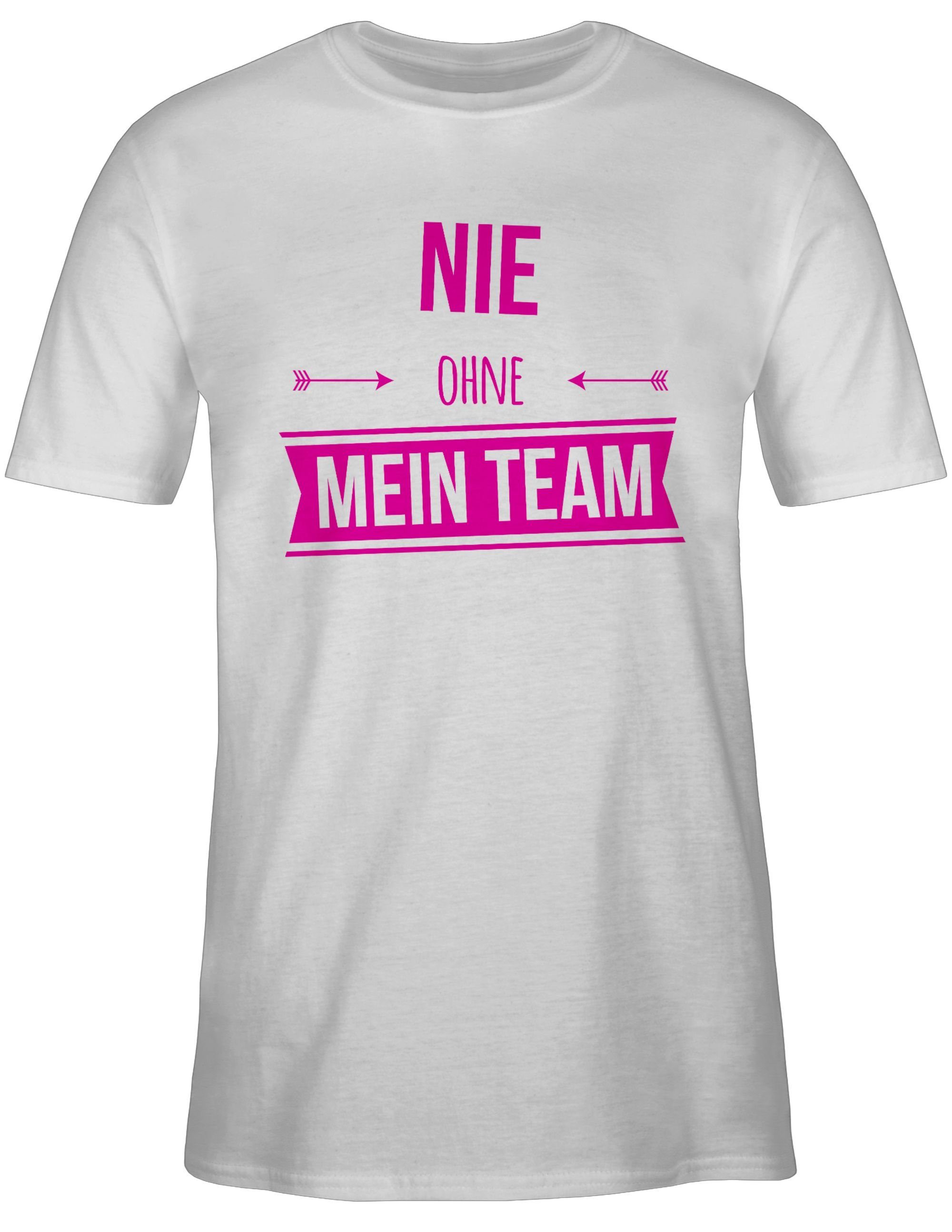 Shirtracer T-Shirt Nie ohne mein Team Pink Sprüche Statement 2 Weiß