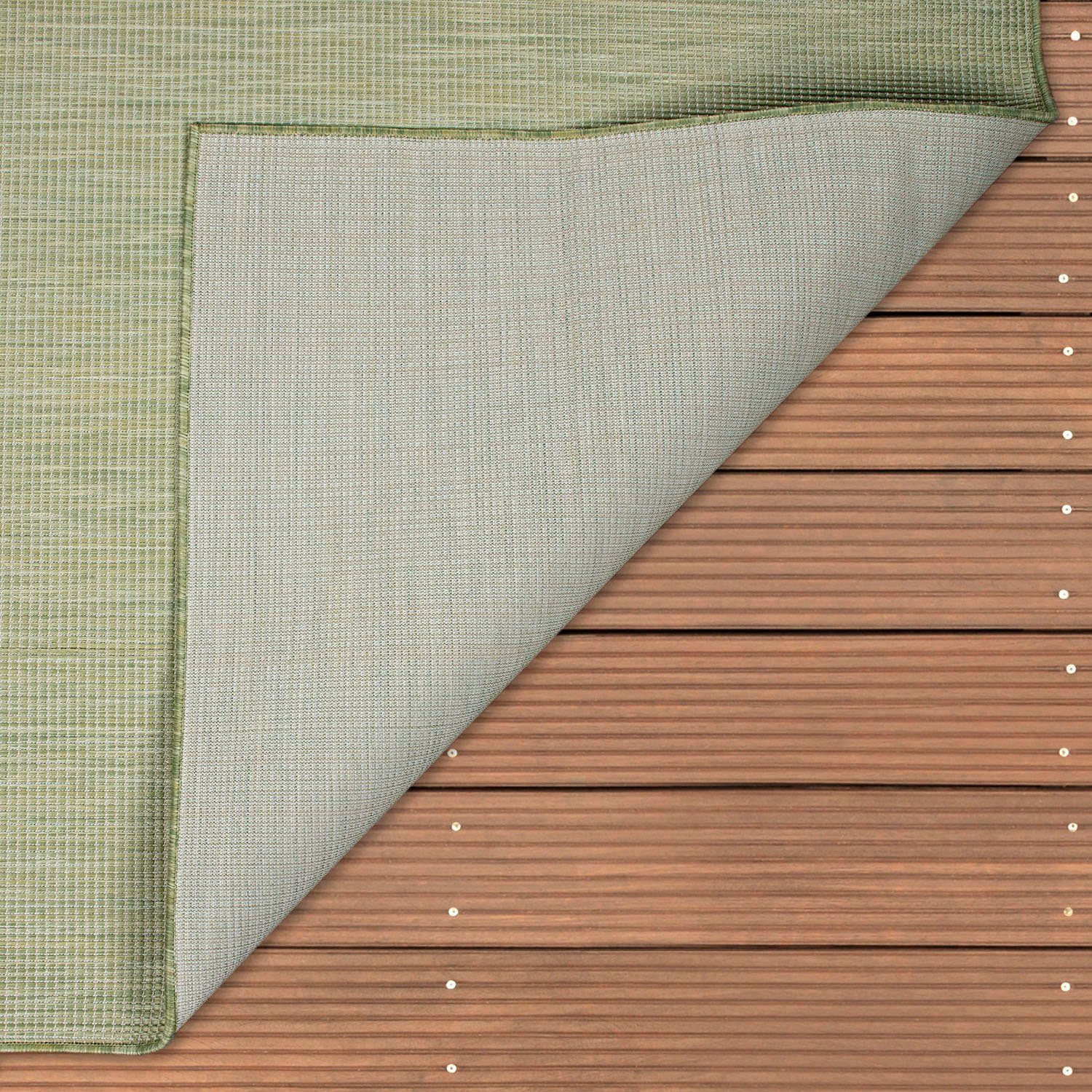 Teppich Sonset, Paco Home, 4 Outdoor rechteckig, geeignet, In- und Flachgewebe, meliert, grün Höhe: mm, Wohnzimmer
