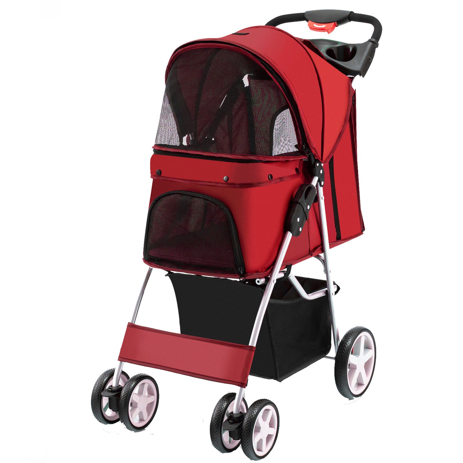 COSTWAY Hundebuggy Hundewagen, Tiertransportbox, mit Gitternetz, bis 15 kg