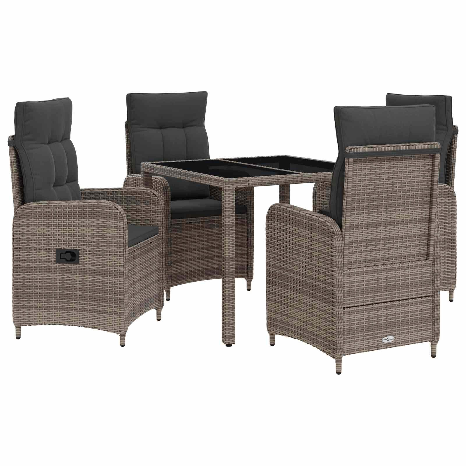 Garten-Essgruppe Outdoortisch-Set 5 stk. Hellgrau und Dunkelgrau Poly-Rattan