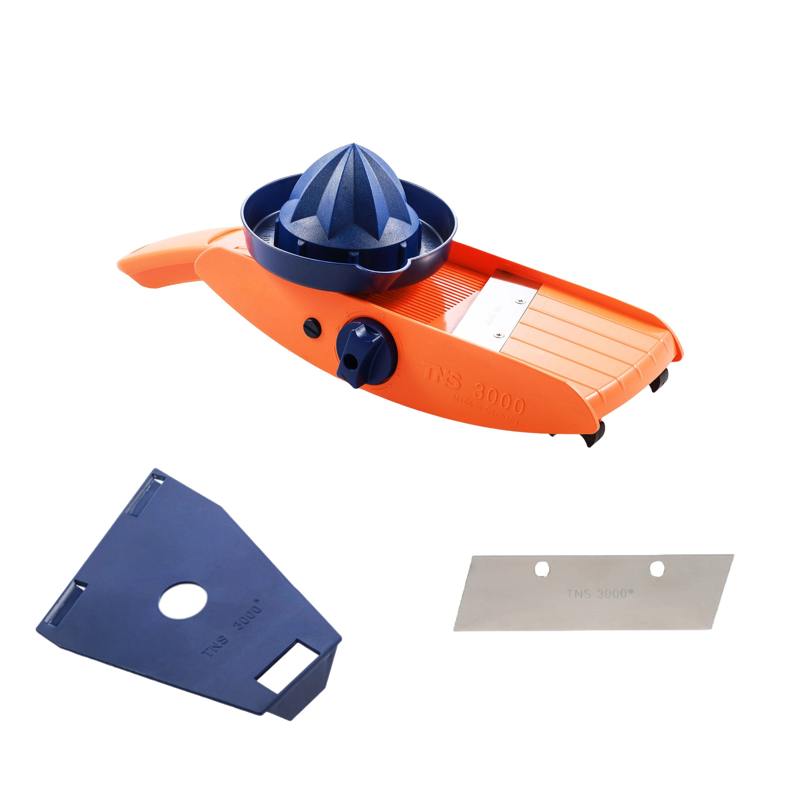 TNS 3000 Gemüsehobel TNS 3000 Orange-Blau Gemüsehobel ALL IN ONE das Original KOMPLETT-SET