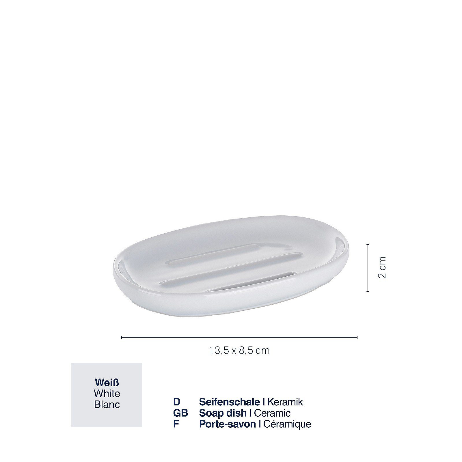 kela Seifenschale Isabella, Breite: 8,5 cm, ovale Form, Rillen im Inneren