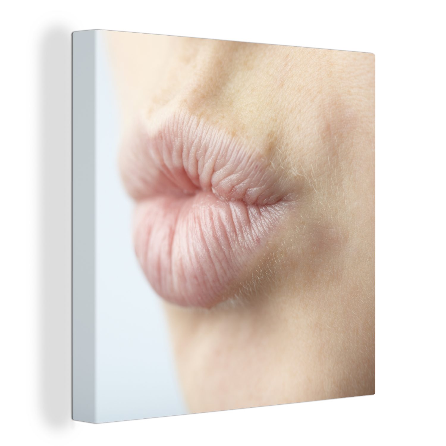 OneMillionCanvasses® Leinwandbild Ein Bild Bilder für mit geschürzten Leinwand Schlafzimmer Wohnzimmer Lippen, St), (1