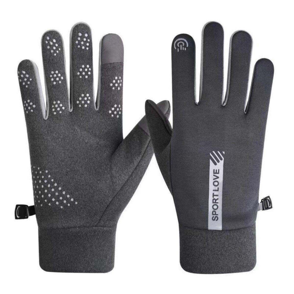 COFI 1453 Fäustlinge Winddichte Handy-Handschuhe für Damen und Herren Warmhaltend Grau