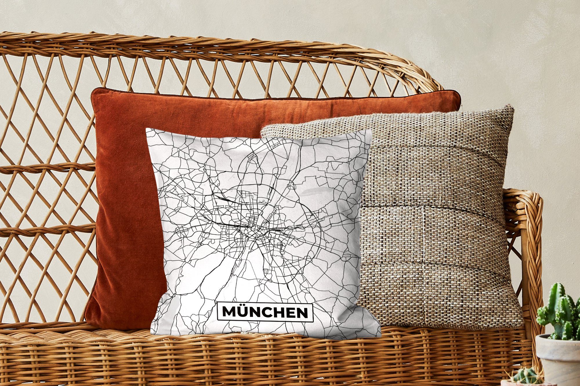 Dekokissen mit für MuchoWow Stadtplan - Zierkissen Karte, München - Füllung Wohzimmer, Sofakissen Schlafzimmer, Deko,