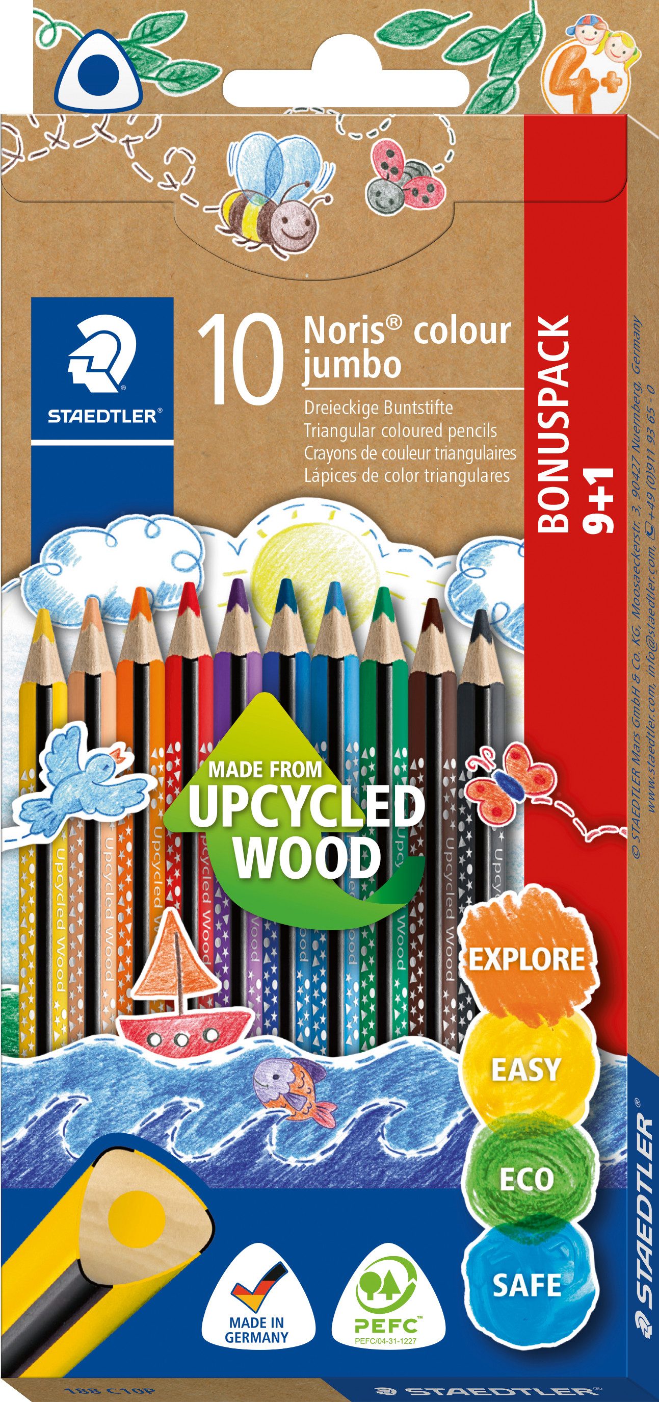 STAEDTLER Buntstift Jumbo Buntstifte Noris colour, 9er-Set + 1 Gratis