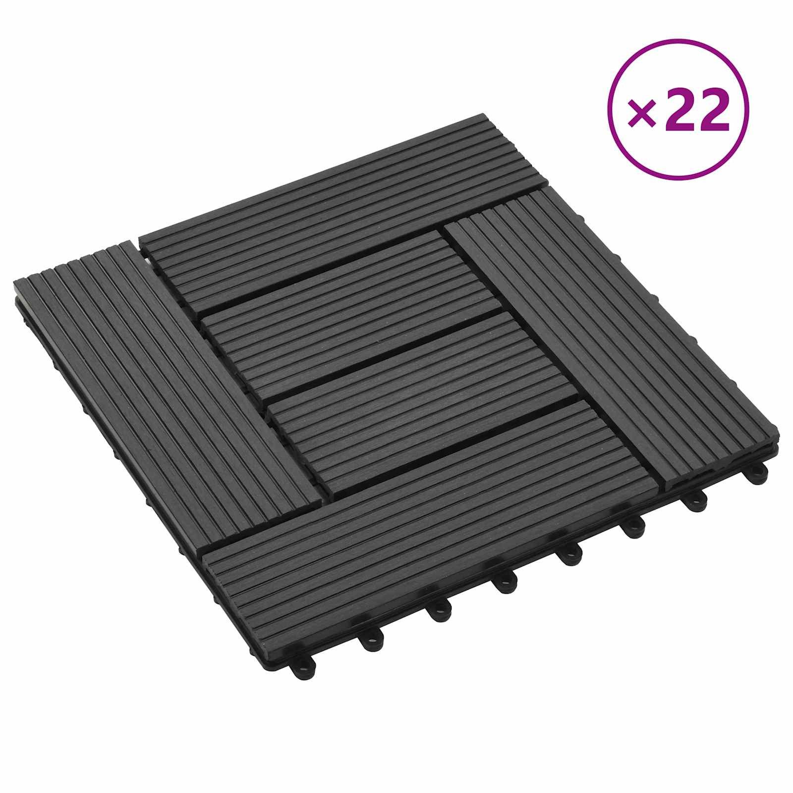 vidaXL Terrassendielen Terrassenfliese 22 stk. Schwarz 30 x 30 cm WPC, BxL: je 30x30 cm, (22-St)