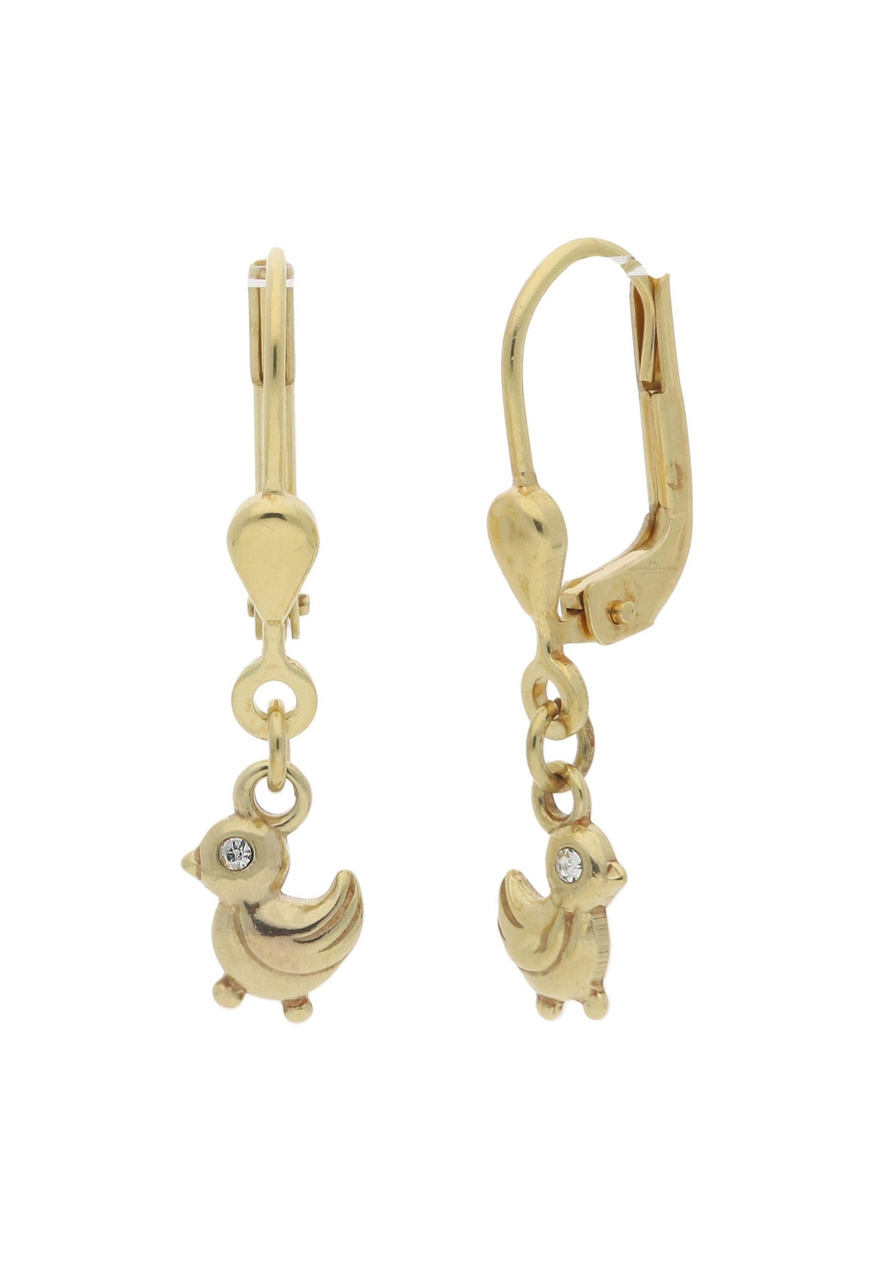 JuwelmaLux Paar Ohrhänger Ohrhänger 585/000, Küken mit Zirkonia Mädchen (2-tlg), Gold Schmuckschachtel Ohrhänger Gold inkl
