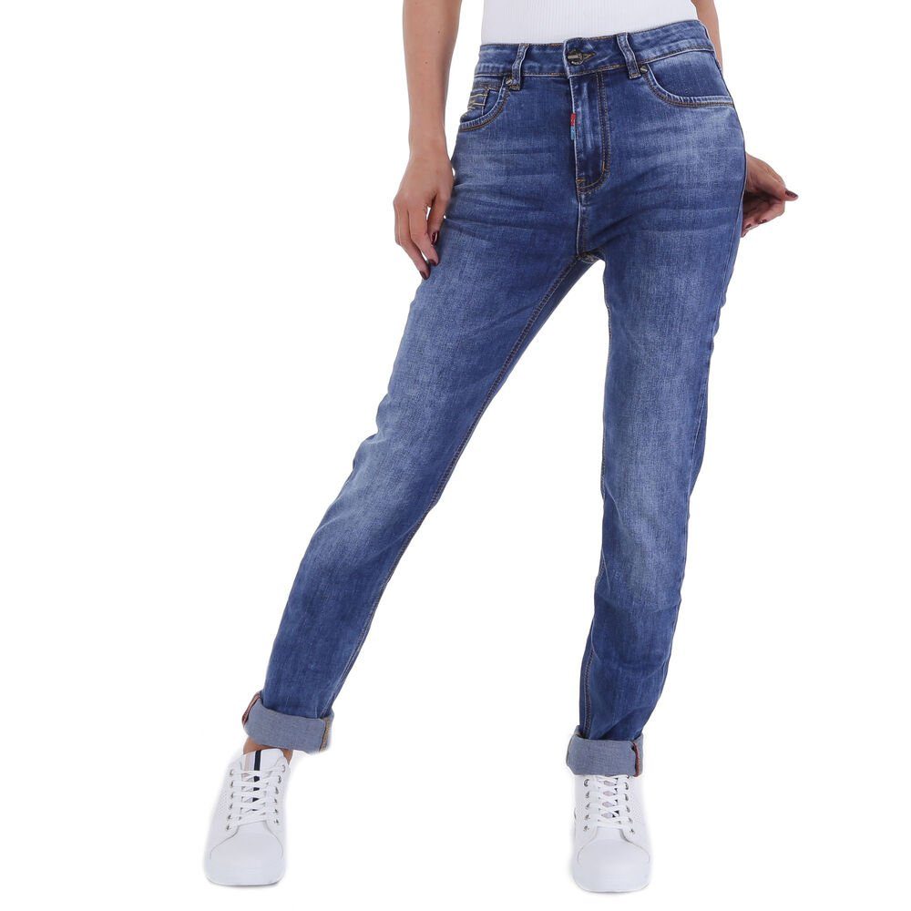 Damen Jeans Ital-Design Skinny-fit-Jeans Damen Freizeit Stretch Skinny Jeans in Blau