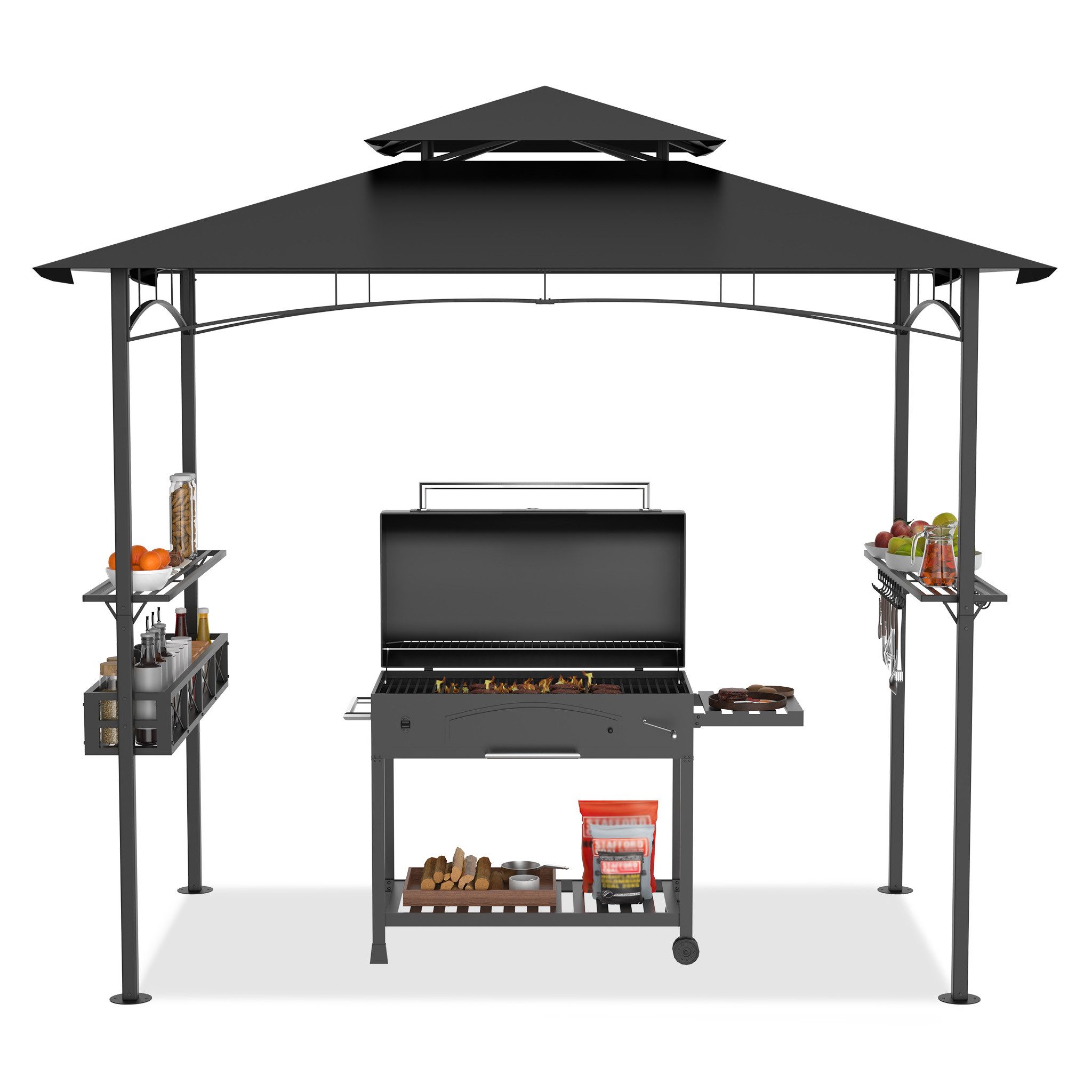 FIVMEN Grillpavillon Grillhaus mit Rauchabzug, Gartenparty BBQ Pavillon