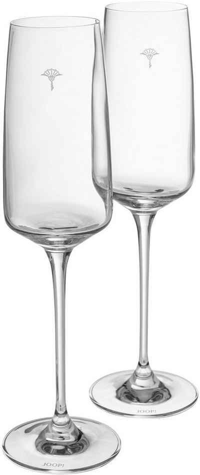 Joop! Champagnerglas »JOOP! SINGLE CORNFLOWER«, Kristallglas, mit einzelner Kornblume als Dekor, 2-teilig