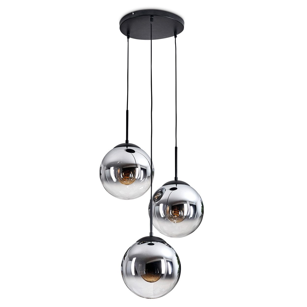 hofstein Hängeleuchte Retro Hängelampe aus Metall/Glas in Schwarz/Chrom-/Ra günstig online kaufen