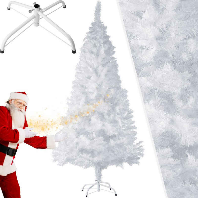 tectake Künstlicher Weihnachtsbaum Weihnachtsbaum künstlich mit Metallständer weiß, Undekorierter/Unbeleuchteter Baum