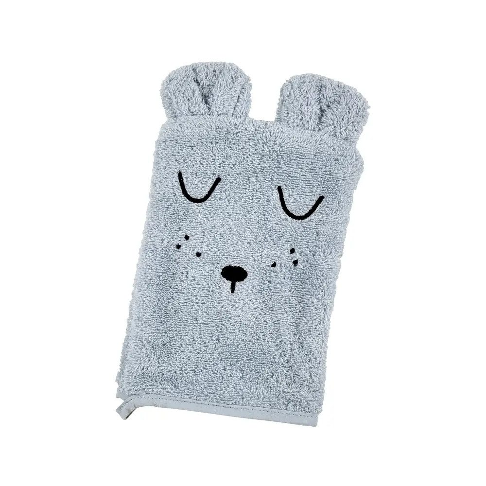 Alvi® Kapuzenhandtuch ALVI Kapuzen-Badetuch & Waschhandschuh Frottier mit Stickerei Faces he