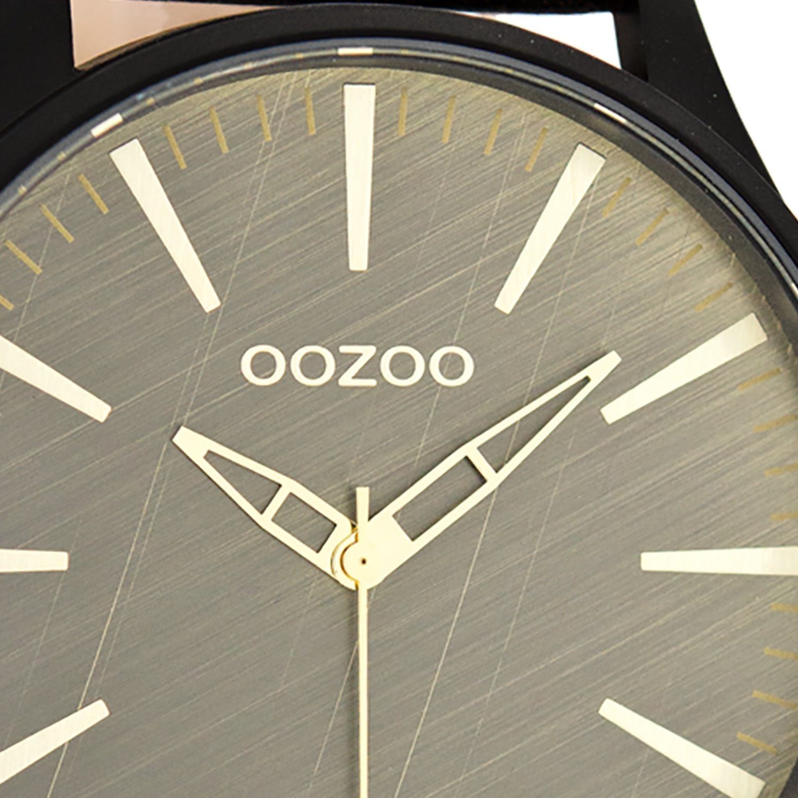 Armbanduhr schwarz, OOZOO 50mm) extra Herrenuhr Fashion-Style Lederarmband, groß (ca. Quarzuhr Herren Oozoo rund,