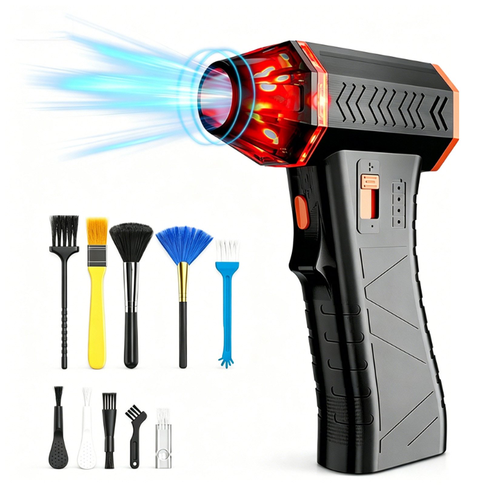 MOPUEA Handstaubsauger Electric Handstaubsauger 130000 U/min, Air Duster mit LED Licht, 130000 U/min, 220g Luftdruck, LED-Licht, Akku, kompakt